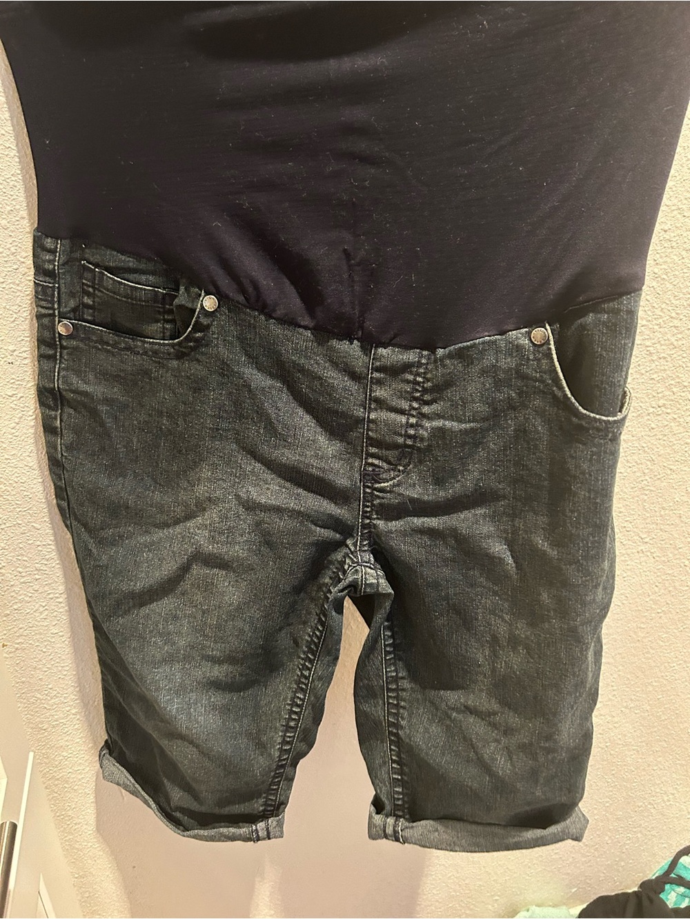 Women’s Maternity Dark Denim Shorts - Classic Casual Style